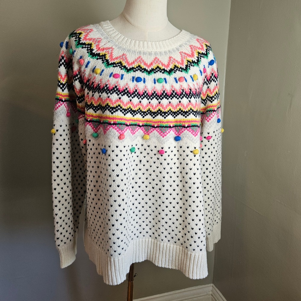 Talbots Pom Pom Nordic Pullover Sweater Sz 3X Petite